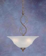 Toltec Company 234-BRZ-53815 - Three Light Bronze White Marble Glass Up Pendant