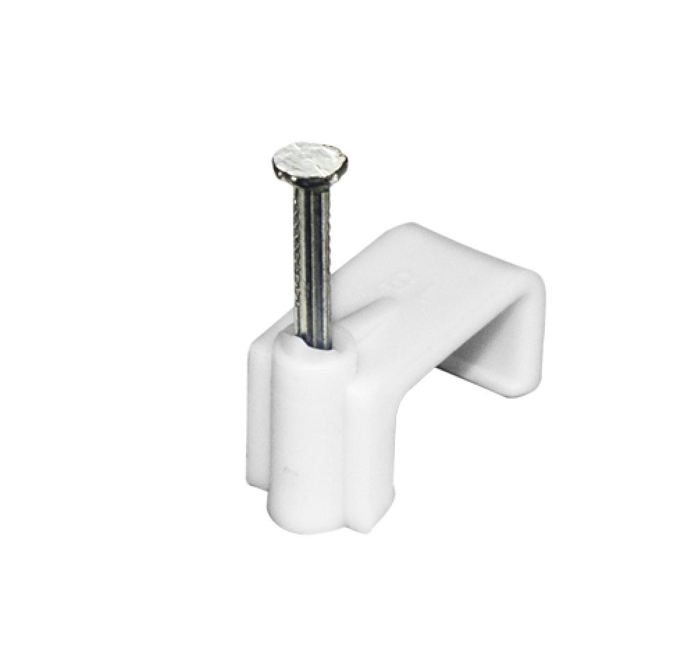 Dual RG6 CBL Clip w/ Nail WHT Bag of 100