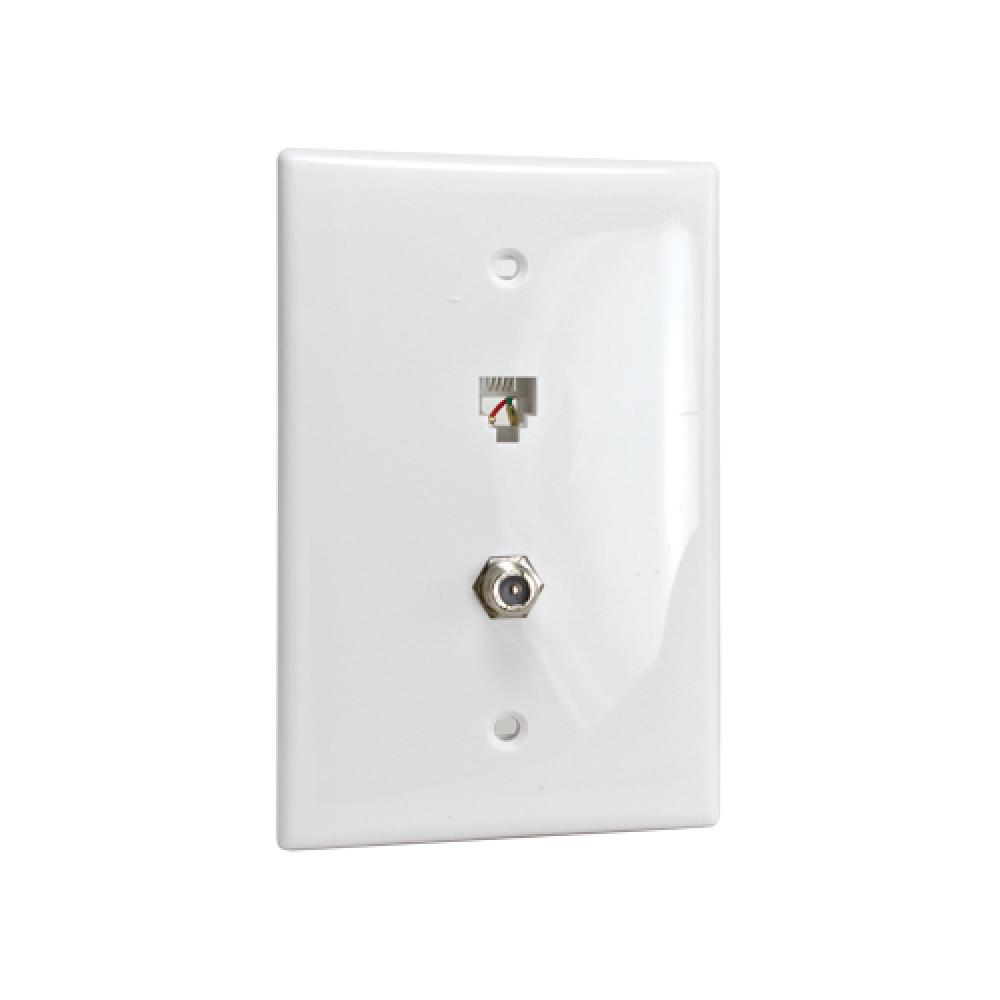 Wall Plate 1xRJ14 1xF81 1 Gang MDSZE WHT