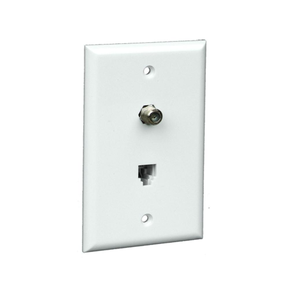 Wall Plate 1xRJ14 1xF81 1 Gang White