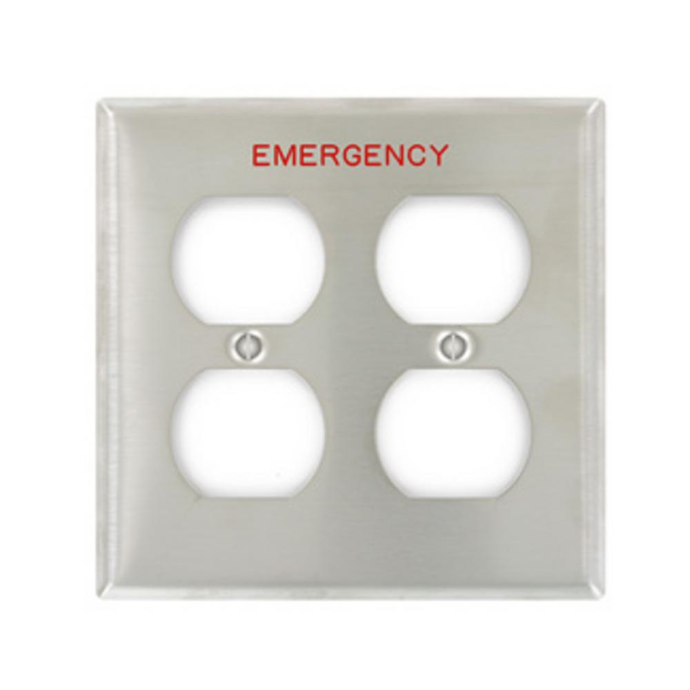 2 GANG 302 SS EMERGENCY DUPLEX STD WP