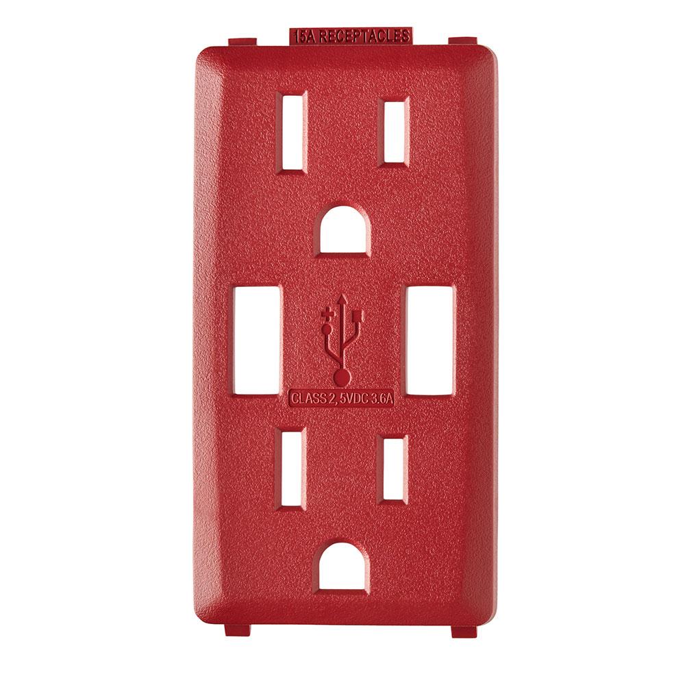 RED RENU USB CHARGER 15A REC FACEPLATE