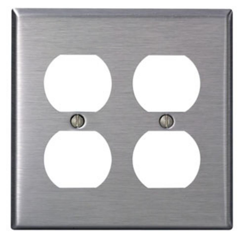 2G SS METAL WALLPLATE SATIN 302 2DUPLEX