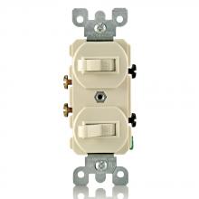 Leviton 5224-2I - IV COMBI 2SW DUP W/GRND SP 15A120/277VAC.