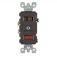 Leviton 5336 - 20A 120V SP SW NEON PL COMBO BROWN