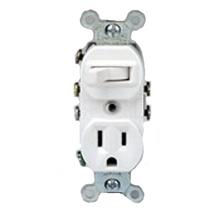 Leviton 5245-W - WH COMBI SW/REC 3W 3WI 5-15R 15A120V.