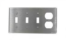 Leviton 84043 - SS WP 4G, 3 TOGGLES, 1 DUPLEX