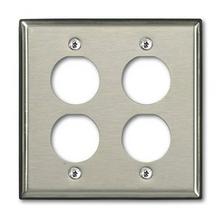 Leviton D6710-2S4 - DURAPORT IND WALLPLATE 2-GANG 4-PORT SS