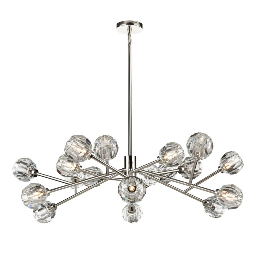 18-Light 48" Modern Sputnik Polished Nickel Crystal Chandelier