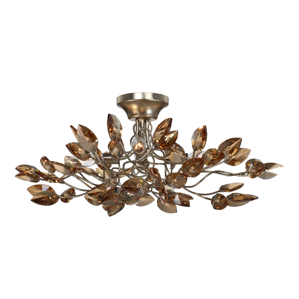 4-Light 22" Organic Antique Gold Semi-Flush Mount