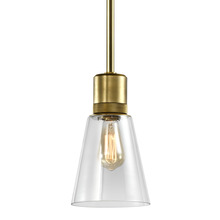 ZEEV Lighting P11705-E26-AGB-G16 - 7" E26 Clear Bell Glass Pendant Light, Aged Brass Metal Finish