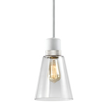 ZEEV Lighting P11706-E26-MW-K-PN-G16 - 7" E26 Clear Bell Glass Pendant Light, Matte White with Nickel Metal Finish