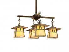 Arroyo Craftsman CCH-8/4BGW-AC - 8" carmel 4 light chandelier with bungalow overlay