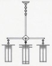 Arroyo Craftsman GCH-9L/4-1GW-BK - 9" glasgow long body 4 light chandelier, center light