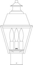 Arroyo Craftsman INP-8MRCS-RC - 8" inverness post mount with metal roof