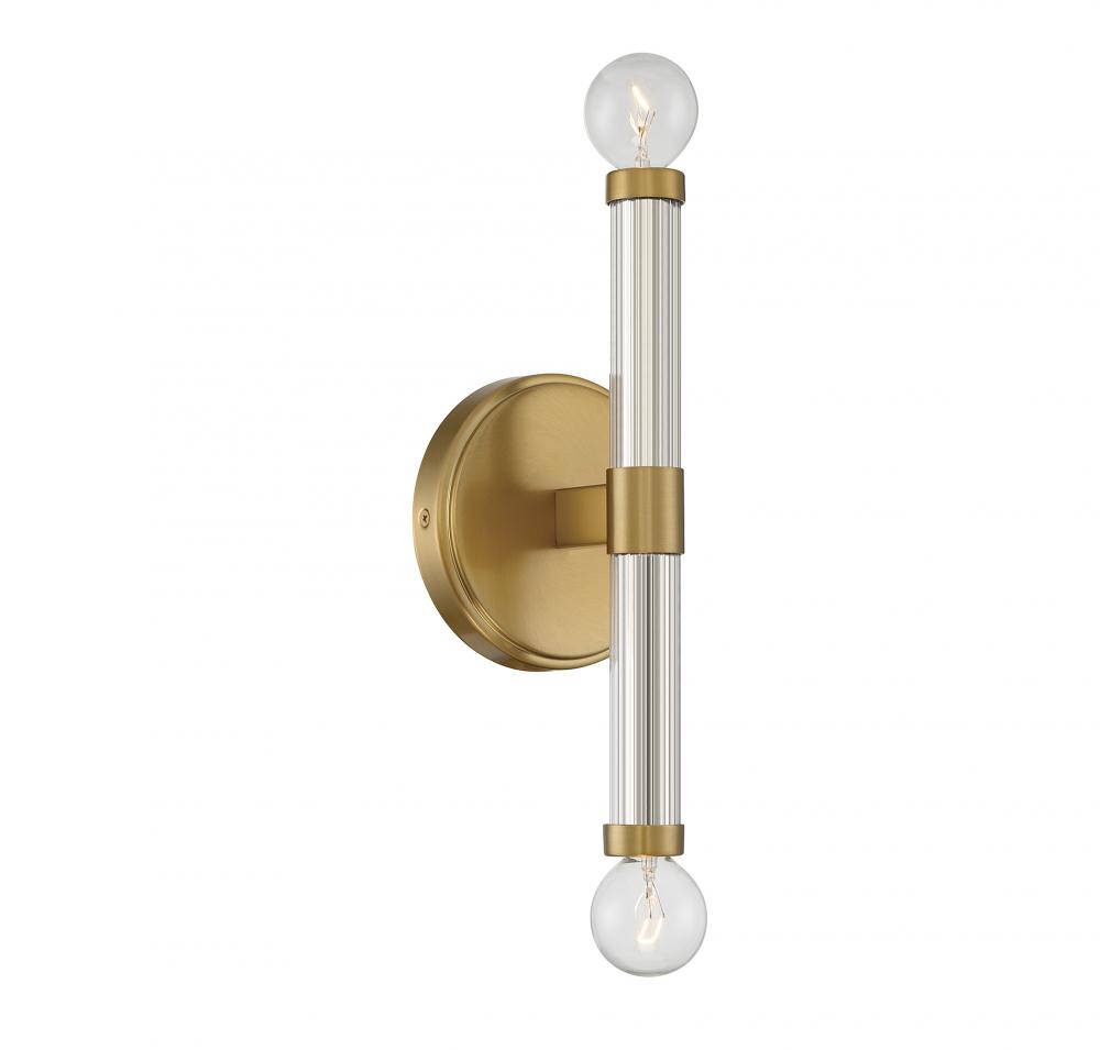 Kingsburg 2-Light Wall Sconce in Warm Brass