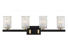 Lighting One US V6-L8-3601-4-143 - Keene 4-Light Bathroom Vanity Light in Matte Black with Warm Brass Accents