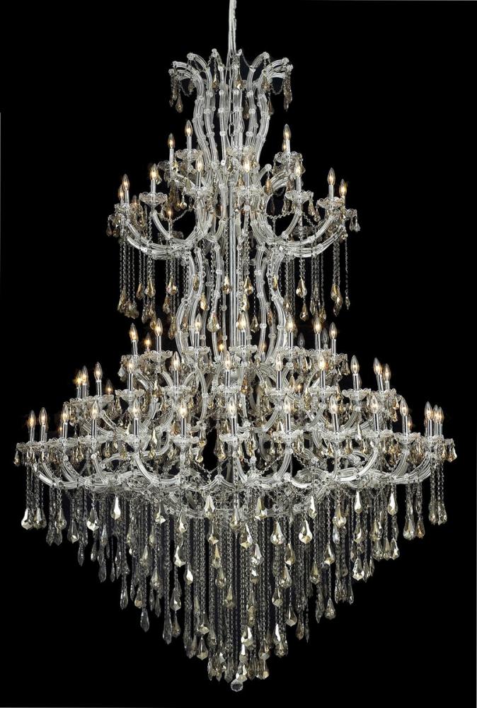 Maria Theresa 85 Light Chrome Chandelier Golden Teak (Smoky) Royal Cut Crystal