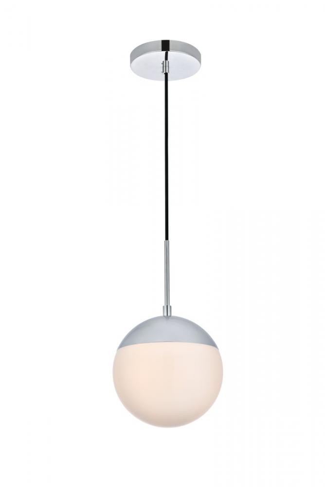 Eclipse 1 Light Chrome Pendant With Frosted White Glass