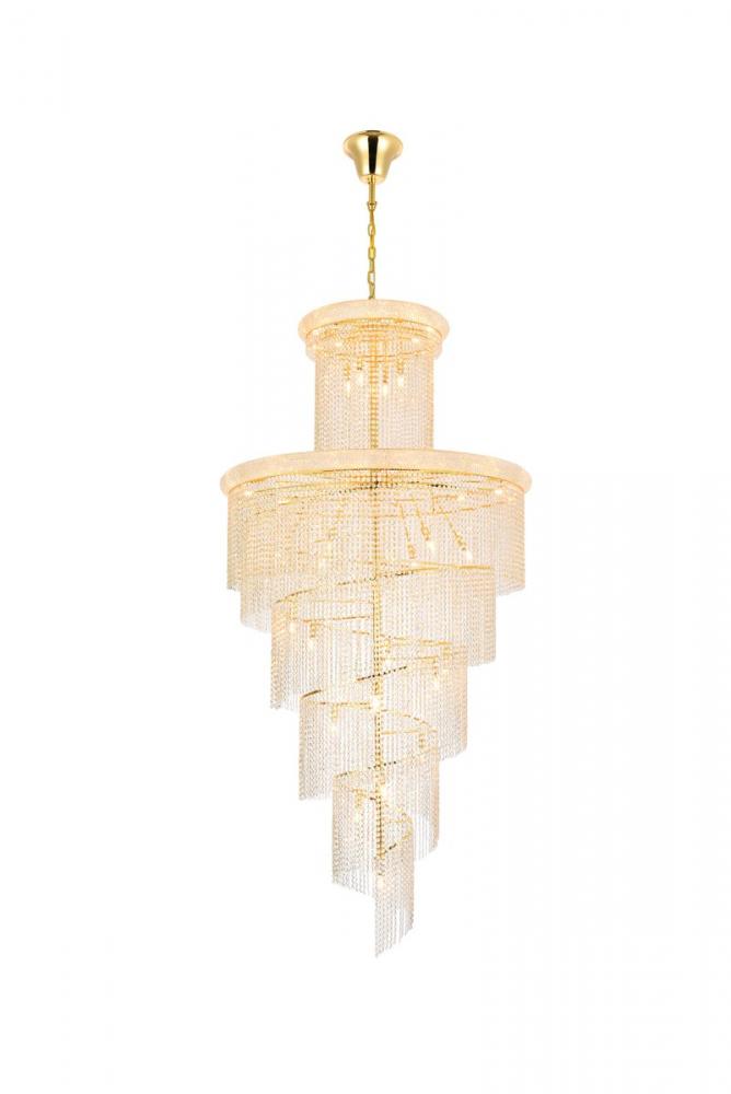 Spiral 41 Light Gold Chandelier Clear Royal Cut Crystal