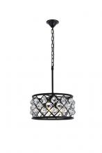 Elegant 1214D16MB/RC - Madison 4 light Matte Black Pendant Clear Royal Cut Crystal