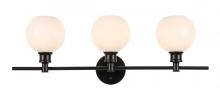 Elegant LD2319BK - Collier 3 light Black and Frosted white glass Wall sconce