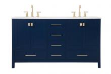 Elegant VF18860DBL - 60 inch Double Bathroom Vanity in Blue