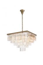 Elegant 1201S34SG/RC - Sydney 34 Inch Square Crystal Chandelier in Satin Gold