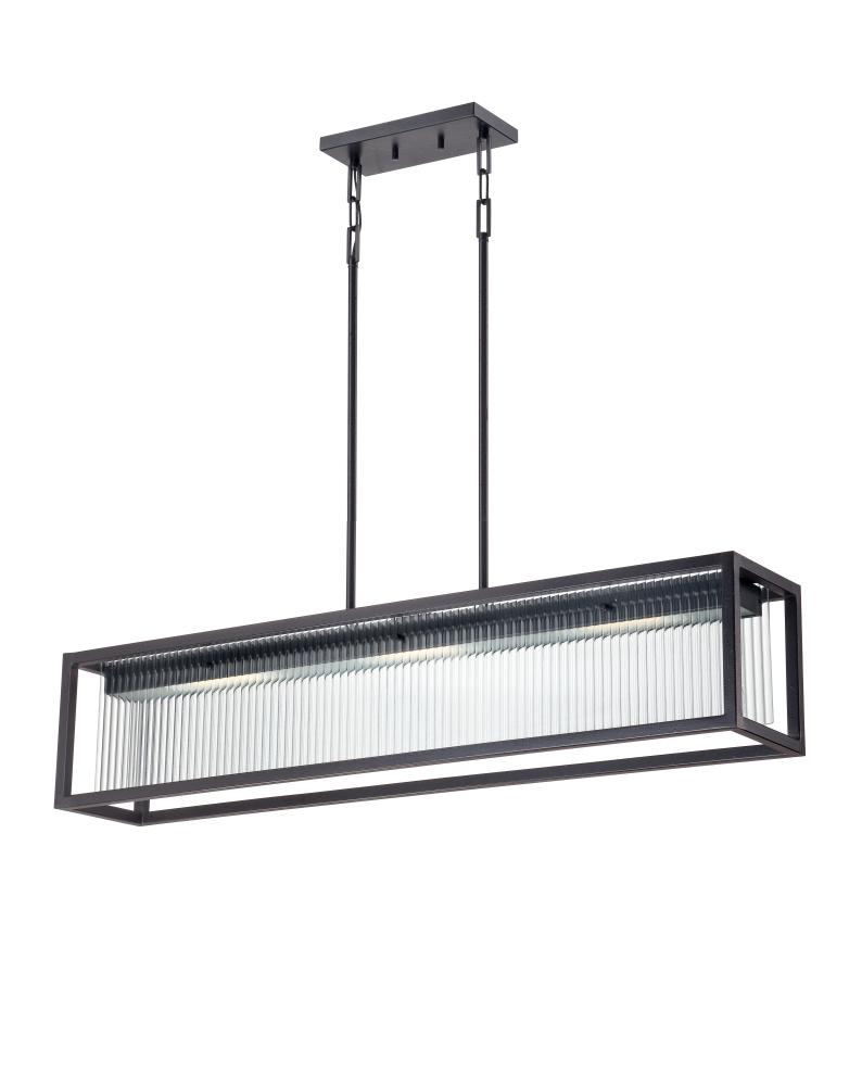 Bin - 3 Module Island Pendant with Clear Ribbed Glass