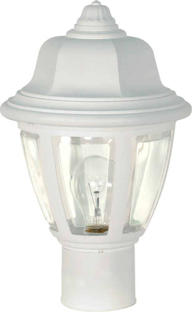 1 Light - 14" - Post Lantern - Hex Dome Lantern w/Clear Acrylic Panels